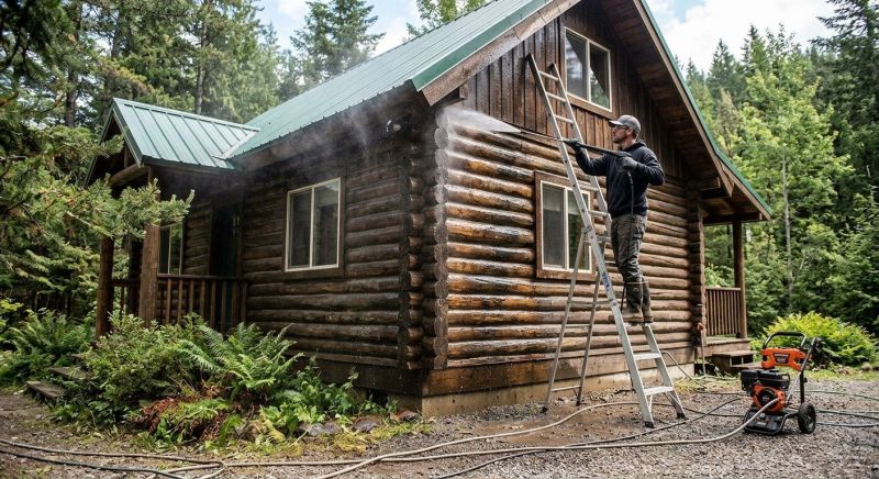 Cabin Siding Pressure Washing